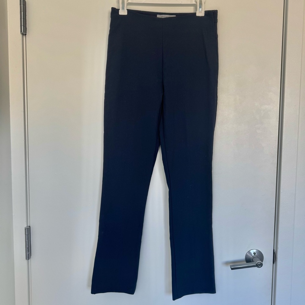 Size 10 MM Lafleur Elegant Dark Navy Blue Womens Work Office Pants Quiet Luxury